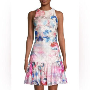 One33 Social Pink Blue Floral Sequin Cutout Mini Party Dress Size 4 New